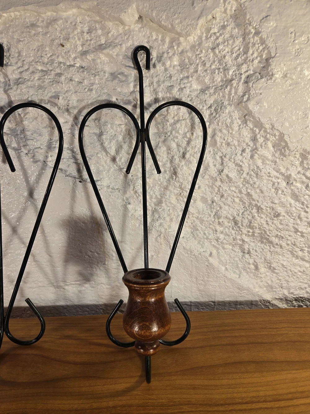 Rustic Heart Metal & Wood Wall Sconce Pair Taper Candle Holders Green